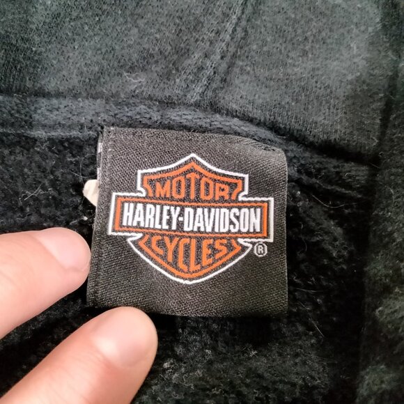 Harley Davidson Full Zip Hooded Jacket XL Y2K Skull Biker Skater Punk Kid Rock - Picture 6 of 7